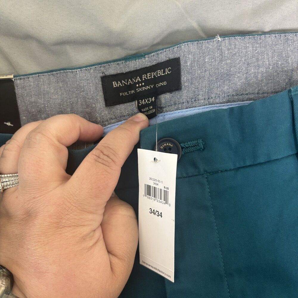 Banana Republic Men's Fulton Chino Skinny Fit Pants Teal 34 x 34 NWT $65 MSRP - Picture 5 of 9